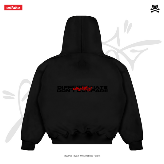 HOODIE BOXY UNFINISHED ORFK (BLACK)