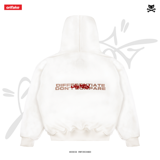 HOODIE BOXY UNFINISHED ORFK (WHITE)