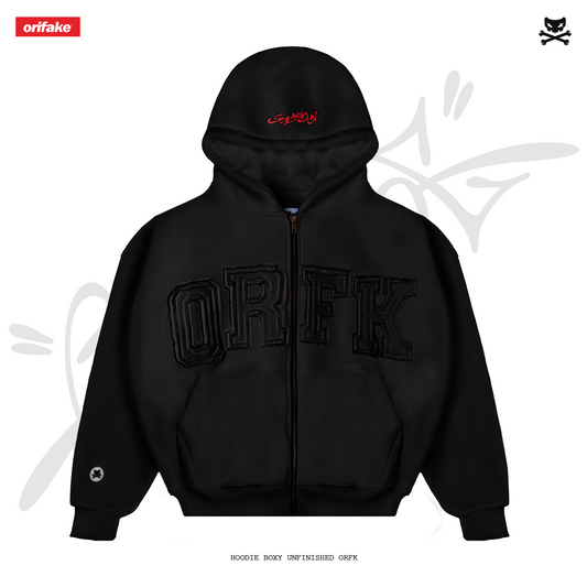 HOODIE BOXY UNFINISHED ORFK (BLACK)