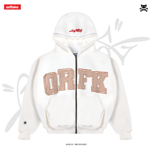 HOODIE BOXY UNFINISHED ORFK (WHITE)